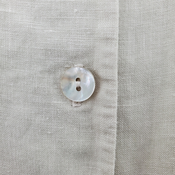 Bryn Walker Linen Tunic Top Button Down Neutral Lagenlook Oversized Minimal - Picture 5 of 9